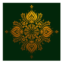 Golden Color Decorative Gothic Pattern Vector Illustration