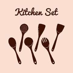 kitchen set, cooking tool illustraion