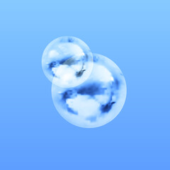 Vector Bubbles on Light Blue Background, 3D Bubbles Illustration.
