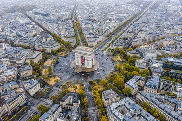 Selbstklebende Fototapete Paris Arc de Triomphe from the sky, Paris