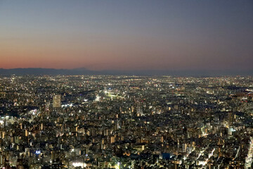 Beautiful light at night in tokyo, Japan.