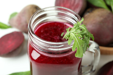 Fototapeta na wymiar Concept of healthy drink with beetroot smoothie