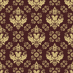 Orient vector classic pattern. Seamless abstract golden background with vintage elements. Golden orient background. Ornament for wallpapers