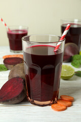 Concept of healthy drink with beetroot smoothie