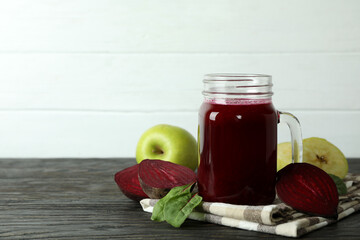 Concept of healthy drink with beetroot smoothie