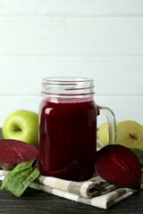 Concept of healthy drink with beetroot smoothie