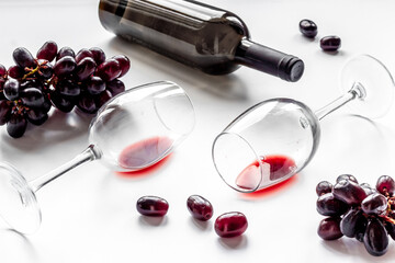 Wine glass with grape, close up