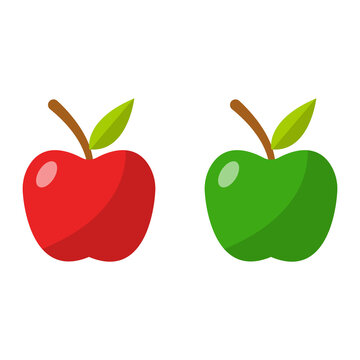 Green and red apple illustration on white