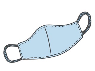 stitched white protective medical mask. doodle new