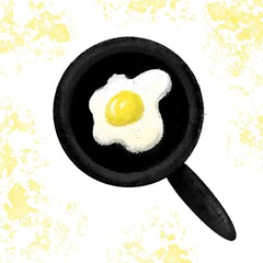 Fried egg in a frying pan. Breakfast 