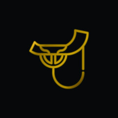 Alboka gold plated metalic icon or logo vector