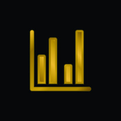 Bar Chart gold plated metalic icon or logo vector