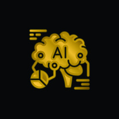 Analytics gold plated metalic icon or logo vector
