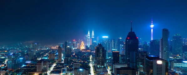 Panorama aerial view in the middle of Kuala Lumpur cityscape skyline