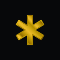 Fototapeta premium Asterisk gold plated metalic icon or logo vector