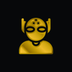 Alien gold plated metalic icon or logo vector
