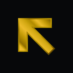 Arrow Pointing Upper Left Corner gold plated metalic icon or logo vector