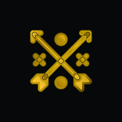 Arrows gold plated metalic icon or logo vector