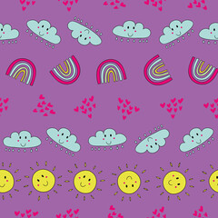 vector purpel happy day seamless 4c 06 pattern background