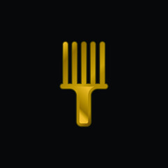 Afro Pick gold plated metalic icon or logo vector