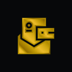 Brand gold plated metalic icon or logo vector