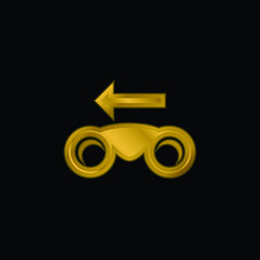 Binoculars With Left Arrow gold plated metalic icon or logo vector