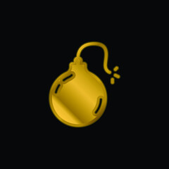 Bomb gold plated metalic icon or logo vector