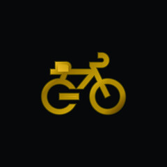 Bike gold plated metalic icon or logo vector