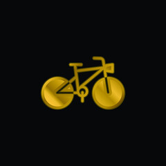 Bicycle gold plated metalic icon or logo vector