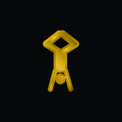 Acrobat Posture Silhouette With Head Down And Legs Up gold plated metalic icon or logo vector