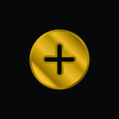 Fototapeta premium Add gold plated metalic icon or logo vector