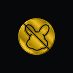 Animal Cruelty gold plated metalic icon or logo vector