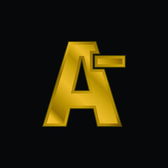 A Minus Result gold plated metalic icon or logo vector