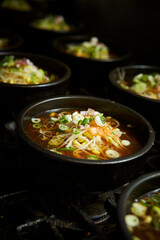 Haejangguk being cooked in a pot