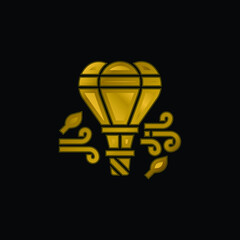 Fototapeta na wymiar Air Balloon gold plated metalic icon or logo vector