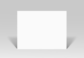 Fototapeta premium Empty paper sheet. A4 horizontal format paper with shadows on gray background. Magazine, booklet, postcard, banner, flyer, business card or brochure mockup. Vector Illustration EPS10.