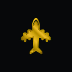 Fototapeta premium Aeroplane With Four Big Motors gold plated metalic icon or logo vector