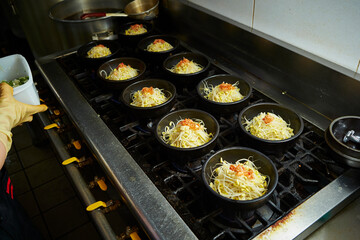 Boiling soup in a pot