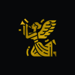 Angel gold plated metalic icon or logo vector