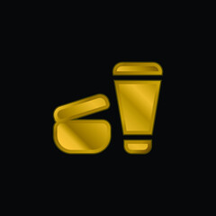 Beauty gold plated metalic icon or logo vector