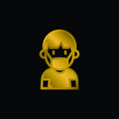 Boy gold plated metalic icon or logo vector
