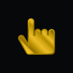 Black Hand Pointing Up gold plated metalic icon or logo vector