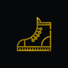 Boot gold plated metalic icon or logo vector