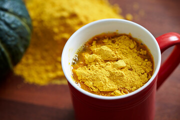 yellow powder drink in cup