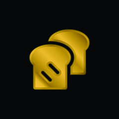 Bread gold plated metalic icon or logo vector