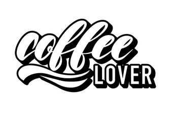 Fototapeta na wymiar simple black and white lettering coffee lover logo. Vector illustration