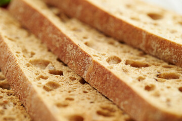 Close-up of sliced whole wheat bread