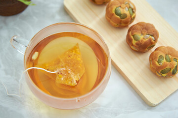 Dessert cookies and cup of tea