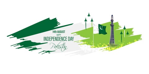 vector illustration for Pakistan independence day-14 august - obrazy, fototapety, plakaty