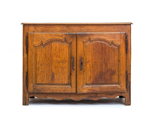 Small old oak cabinet, isolated on white